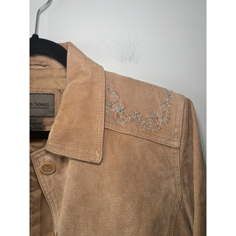 Brandon Thomas Women's Western Leather Jacket Turquoise Beaded Button Up Sz Smal - Picture 10 of 12